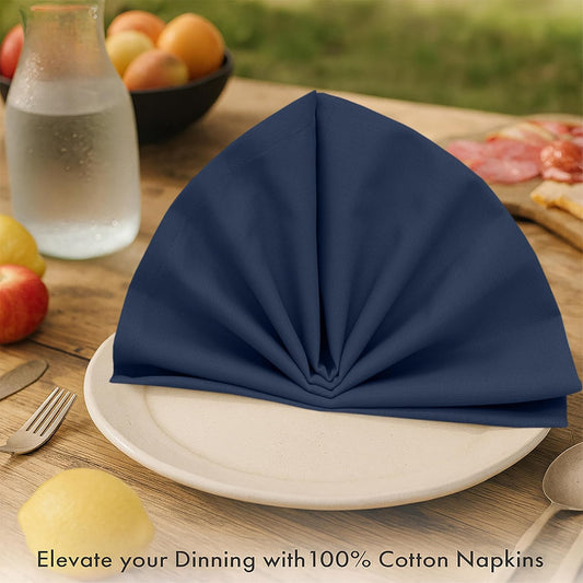 Ruvanti Premium Cloth Napkins Set of 12, 18x18 Inches, 100% Cotton, Washable, Soft & Absorbent, Perfect for Wedding, Christmas, Thanksgiving Dinners - Pageant Blue