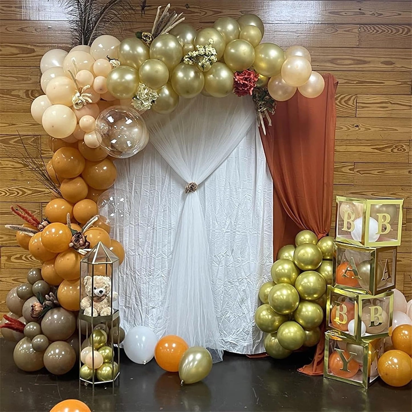 Orange Brown Balloons Set – 60 Pcs 12 Inch Burnt Orange Tan Gold Boho Latex Balloons for Fall & Thanksgiving Party
