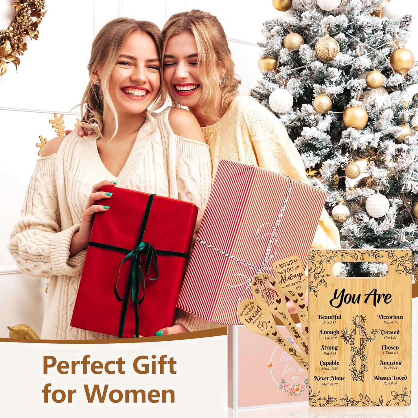 Christian Gifts for Women Birthday Christmas, Inspirational Religious Gifts for Friend Sister Mom Christian Cutting Board Set with Prayers, Religious Spiritual Birthday Gift for Her Women - You Are