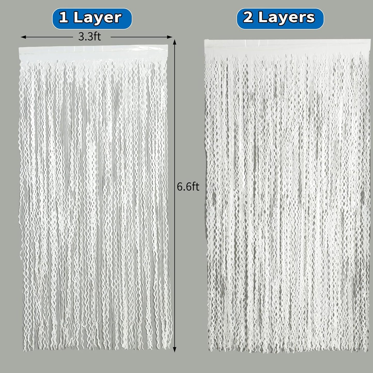 4 Pack White Door Streamers Foil Backdrop - 3.3x6.6ft Metallic Tinsel Foil Fringe Curtains Photo Booth Backdrop for Party Decoration