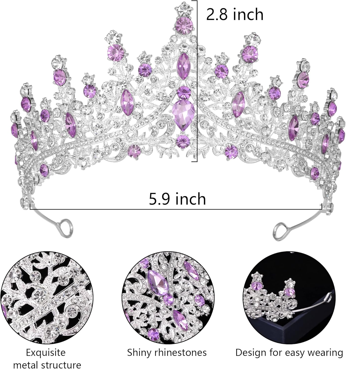 Tiaras and Crowns for Women Crystal Princess Tiaras Rhinestone Queen Crowns For Wedding Bridal Birthday Prom Pageant Party (Tiara 100)