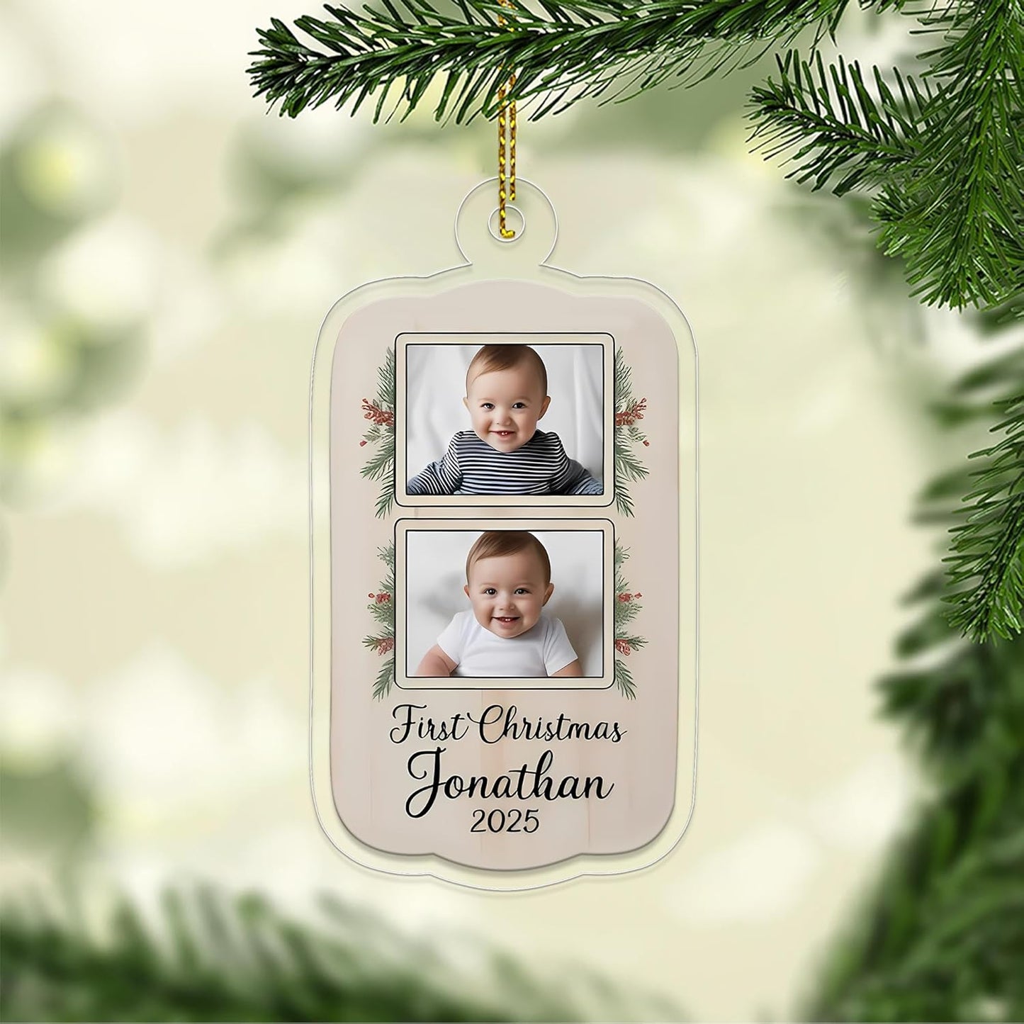 Custom Photo Baby Christmas Ornament, Personalized Newborn Gift, Baby Room Decor, Baby First Christmas Gift Acrylic Ornament – Personalized Christmas Tree Decoration, Custom