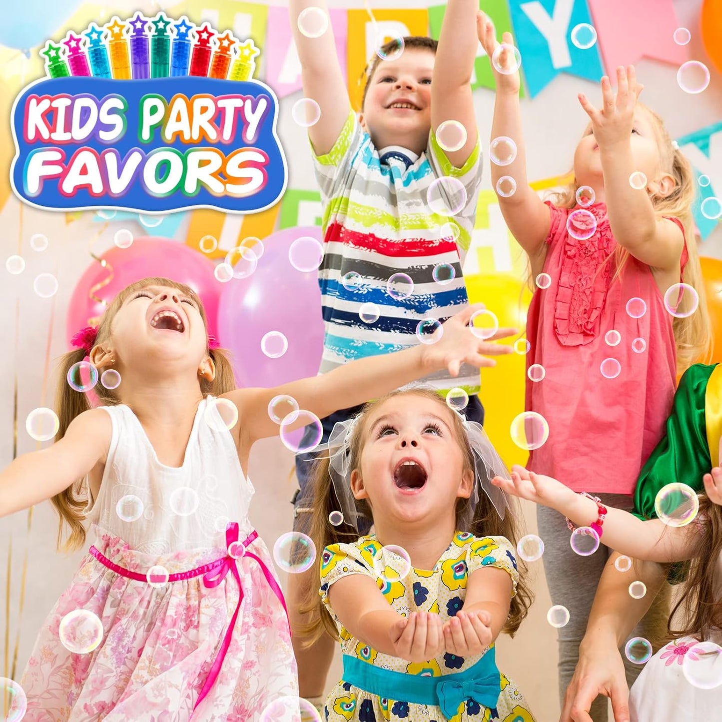 360 Pcs Mini Bubble Wands in 6 Colors, Bulk Party Favors for Kids, Themed Birthday, Christmas, New Year, Valentine, Carnival, School Classroom Prizes for Boys & Girls, Ideal Goodies Bags Stuffers