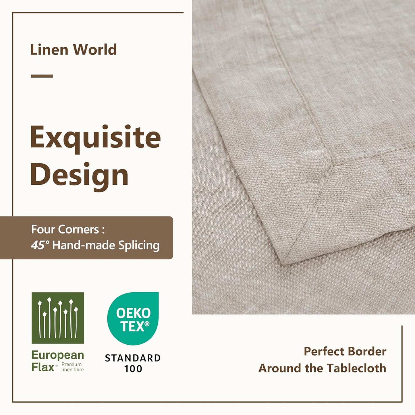 Linen World Linen Tablecloth,100% French Linen Natural Tablecloth 120" x 60" Inch,Washable Rectangular Tablecloth for Dining,Outdoor,Weddings and Restaurants,Decorative Thanksgiving Christmas