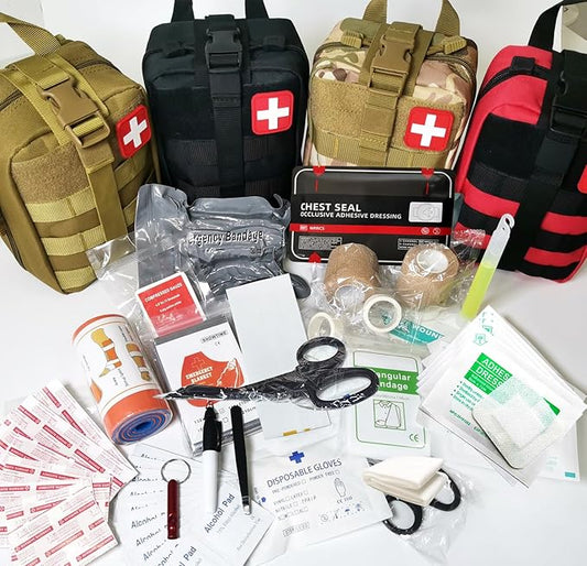IFAK Kit Trauma Kit Military Medical First Aid Kits Bleeding Contral Emergency Survival Bug Out Bag for Camping Gear Supplies Hiking (Red)