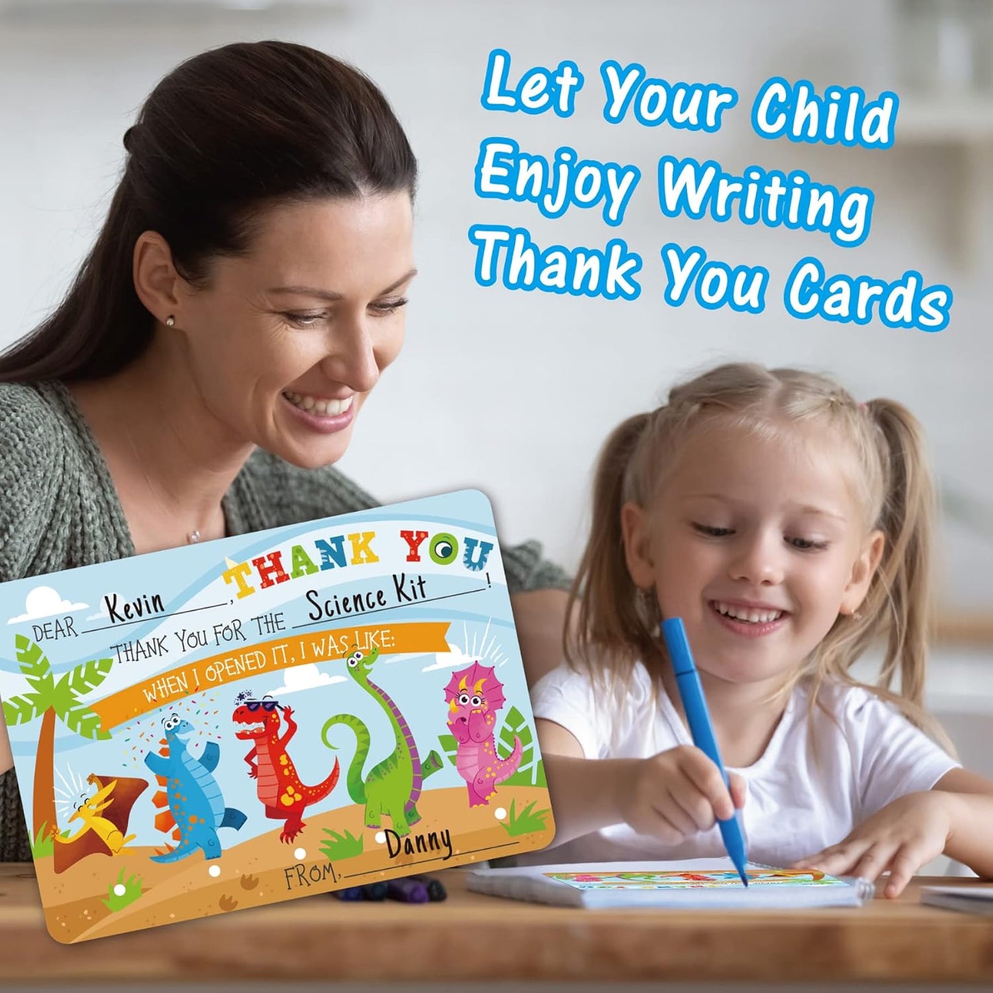 Gooji Customizable Thank You Cards, 4.25x6 inch, 25 Pieces, with Envelopes, for Kids