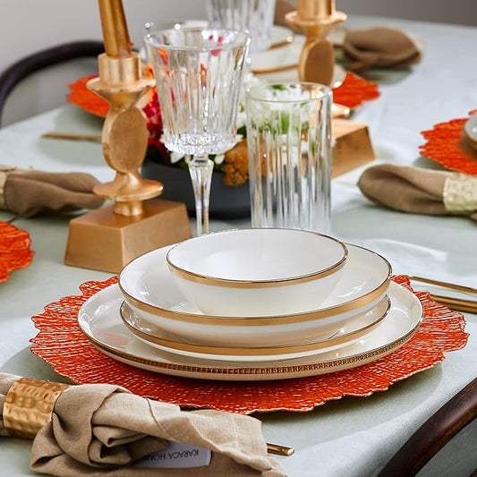 MAONAME 13" Orange Charger Plates, Round Reef Chargers for Dinner Plates, Plastic Plate Chargers for Table Setting, Wedding Decor, Set of 8