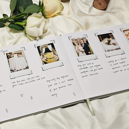 Personalized Wedding Guest Book-for Wedding Reception and Various Celebrations Including Birthday Parties, Anniversaries, Baby Showers-100 Blank Pages for Guest Signatures and Photo Displays (Beige)
