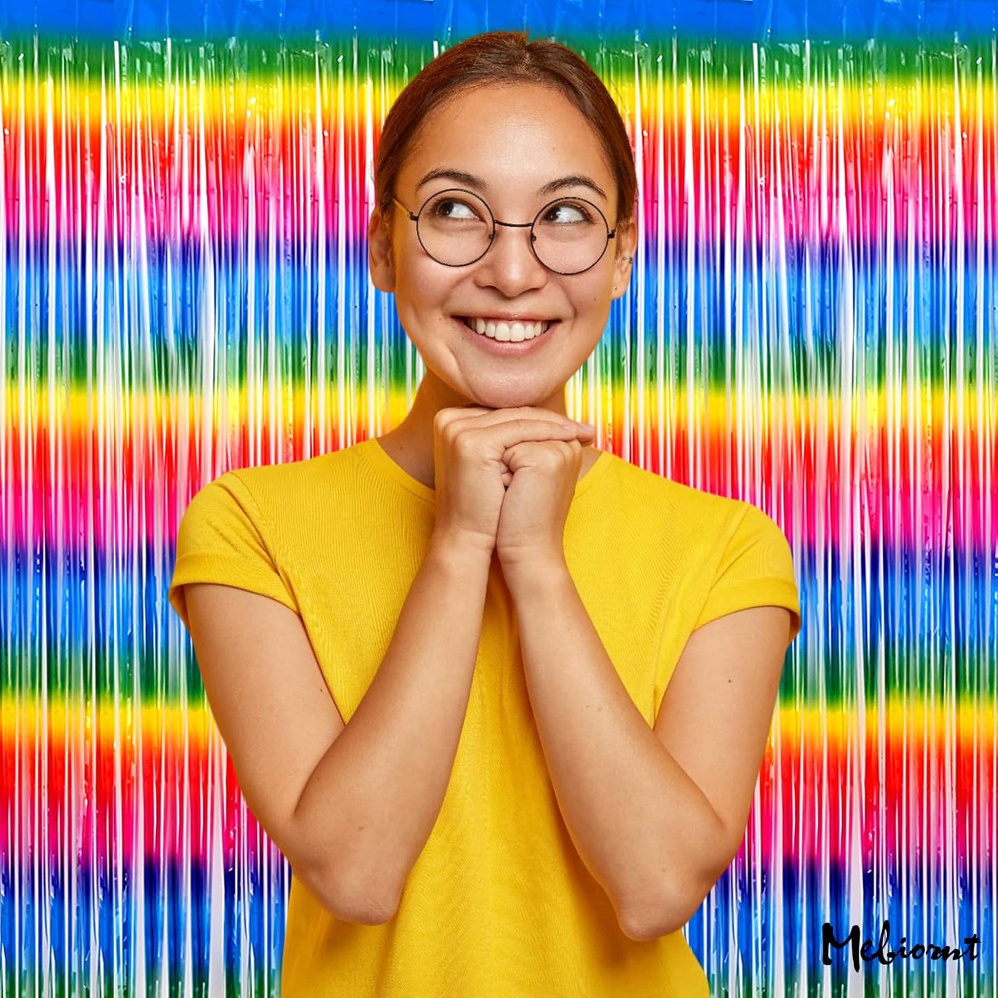 4 Pack Dark Rainbow Fringe Curtain Backdrop, 3.2Ft x 6.6Ft Metallic Tinsel Foil Fringe Streamers Background for Photo Booth Birthday Wedding Baby Shower Carnival Easter Mother’s Day Party Decorations