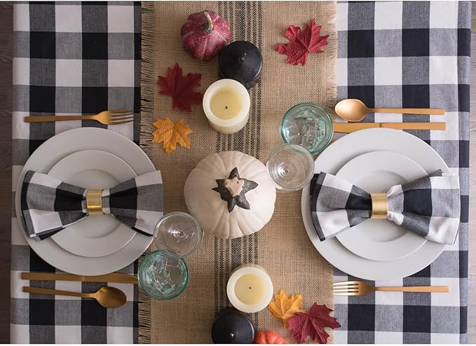 DII Jute Burlap Collection Kitchen Tabletop, Table Runner, 14x72, Middle Stripe Gray
