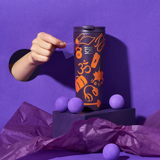 750ml (25oz) Insulated Tumbler with Straw, Flip Lid & Bonus Sticker Pack – Stainless Steel Reusable Travel Cup (Velvet Plum)