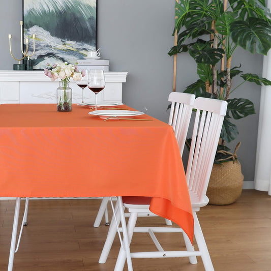 FOLINS&HOME Orange Rectangle Tablecloth - 90 x 132 Wrinkle Free Waterproof Polyester Table Cloths, Spillproof Heavy Duty Washable Table Cover for Party, Banquet, Wedding, Indoor - Rectangular/Oblong