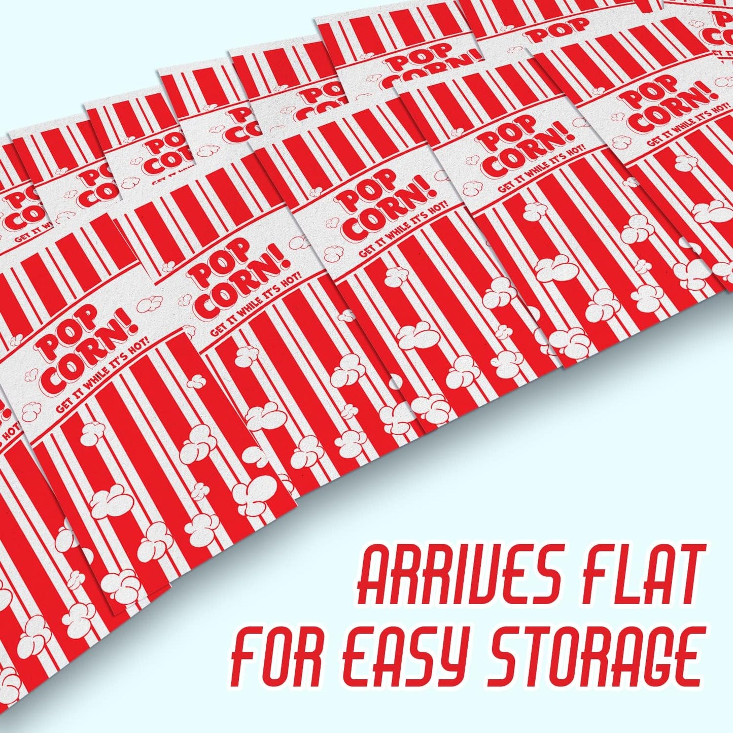Popcorn Bags Coated for Leak/Tear Resistance. Single Serving 1oz Paper Sleeves in Nostalgic Red/White Design. Great Movie Theme Party Supplies or for Old Fashioned Carnivals & Fundraisers! (1000)