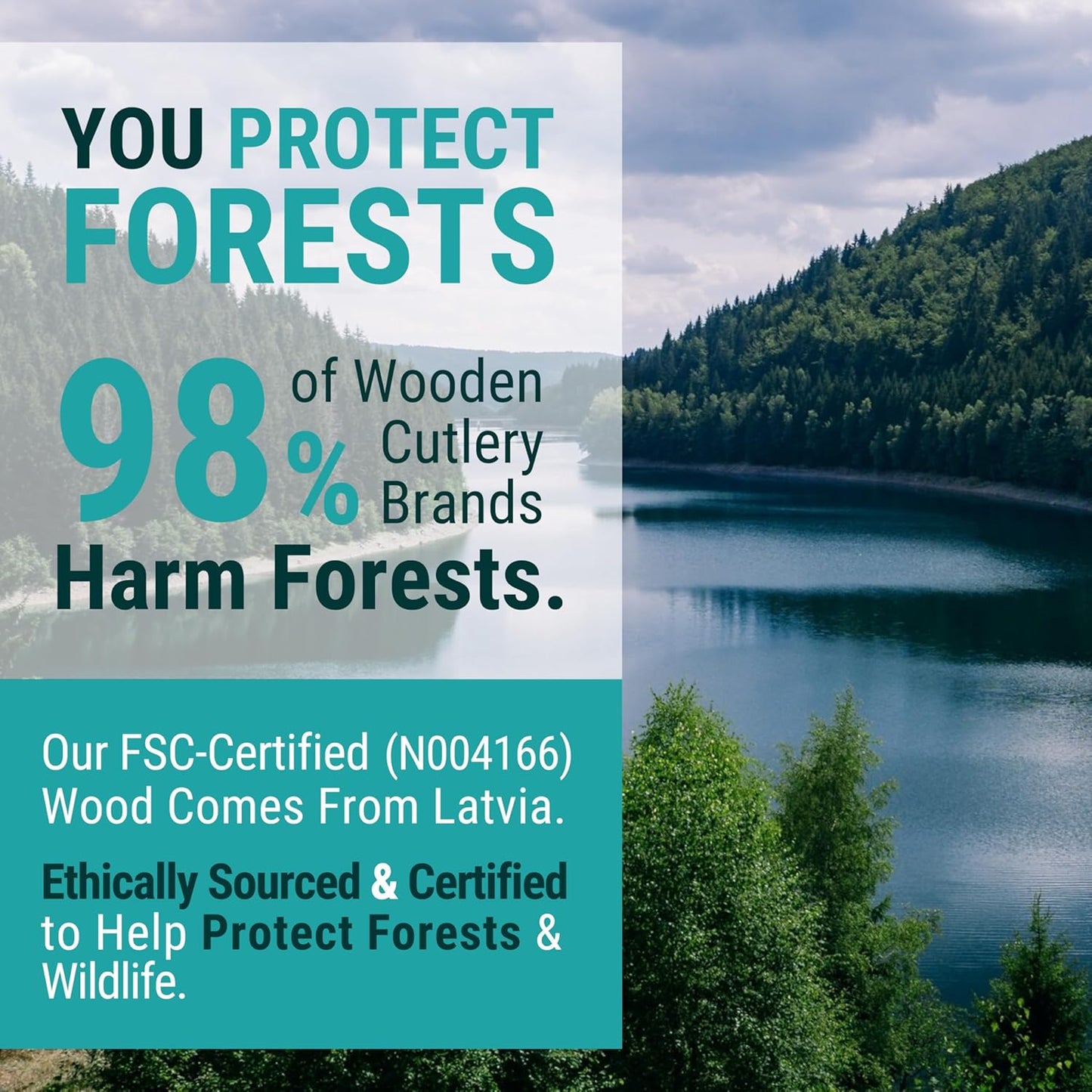 Disposable Wooden Forks For Eating - 300pcs - Heavy Duty & Sharp - Our Guilt-Free FSC Certified Wood Protects Forests - A Great Alternative to Bamboo Forks Disposable