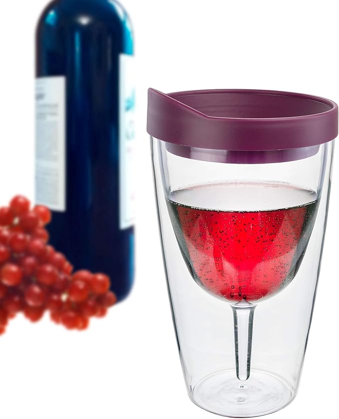 Southern Homewares Insulated Acrylic Wine Tumbler with Merlot Lid – 16oz Double Wall Travel Cup, Pack of 4 Wine 2Go! Set for Outdoors & Parties