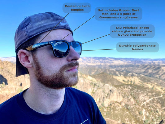 POLARIZED Bachelor Party Sunglasses Complete Set of Wedding Supplies Groom, Best Man, Groomsman