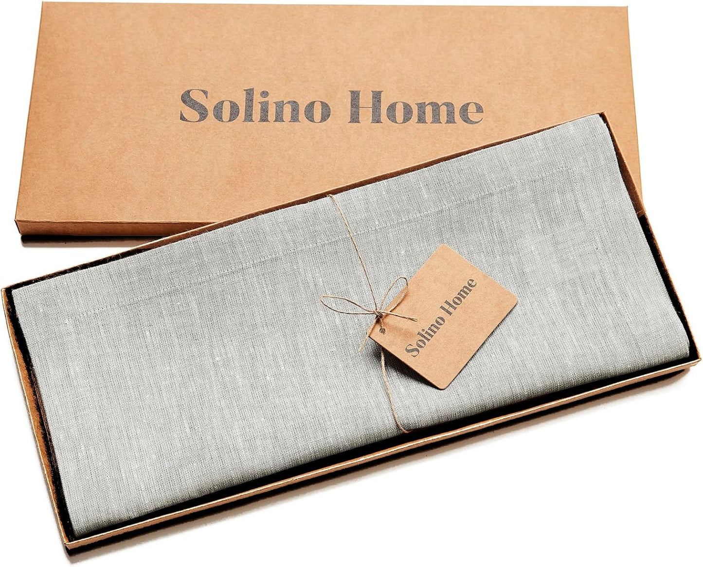 Solino Home Linen Table Runner 60 Inches - 100% Pure Linen Oyster Grey Table Runner 14 x 60 Inch Ideal for Dresser and Coffee Tables - Fall, Autumn, Halloween, Thanksgiving - Athena