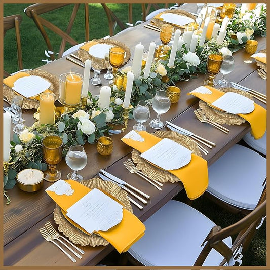 MAONAME 13" Gold Charger Plates Set of 10, Reef Plate Chargers, Round Charger for Dinner Plates, Plastic Table Chargers for Wedding Decor