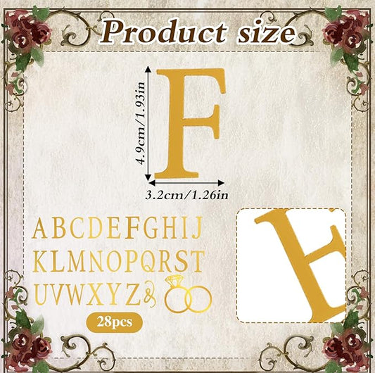 Wedding Cake Toppers Diamond Ring Personalized Cake Topper with 26 Letter Bride and Groom Initial Sign Custom Cakes Topper Wedding Toppers for Cakes - Gold Acrylic