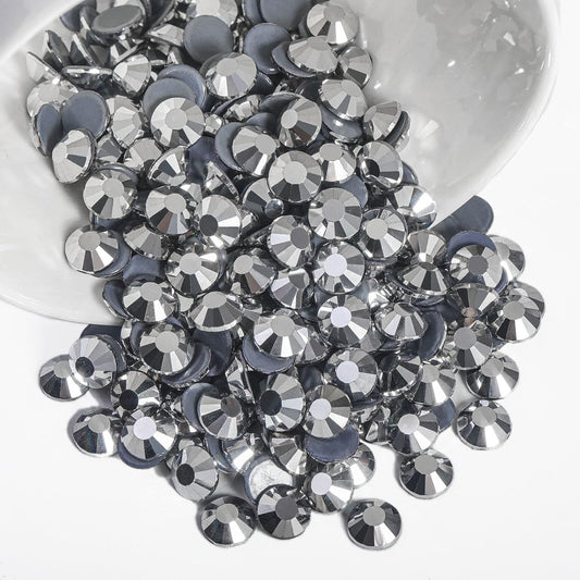 Beadsland Hotfix Rhinestones, 1440pcs Flatback Crystal Rhinestones for Crafts Clothes DIY Decoration,Silver Hematite, SS16, 3.8-4.0mm