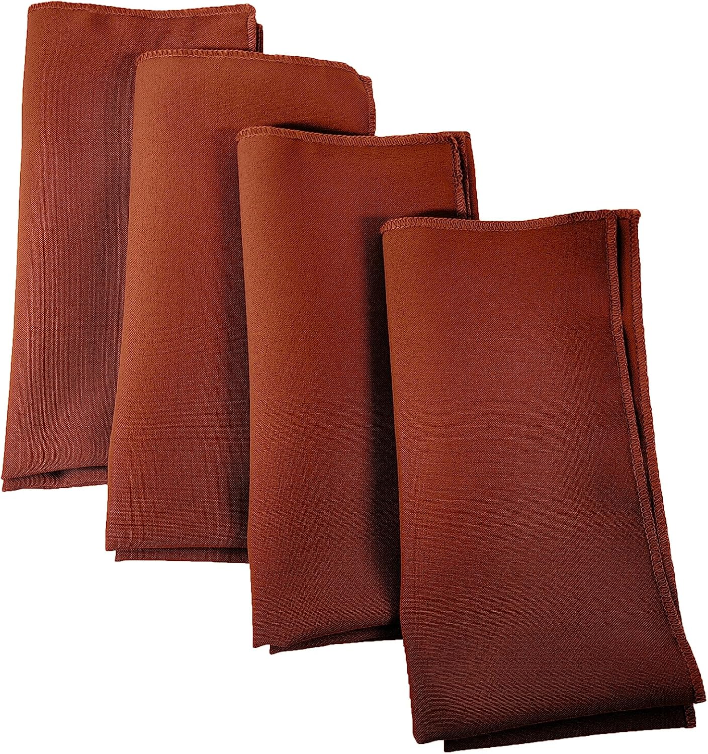 LA Linen 4-Pack Poly Blend Napkins - Soft Cloth - Stain & Wrinkle Resistant - Dinner & Wedding Napkins - 18x18 - Rust