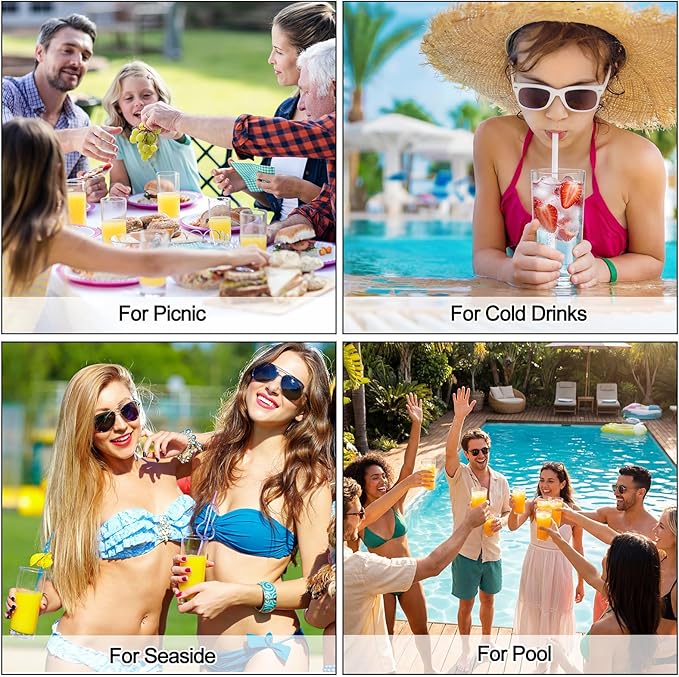 Gerrii 18 Pcs Clear Plastic Tumblers Drinking Cups Reusable Unbreakable Juice Acrylic Glasses Dishwasher Safe Plastic Glasses for Adults Picnic Party Kitchen (10 oz,Vintage)