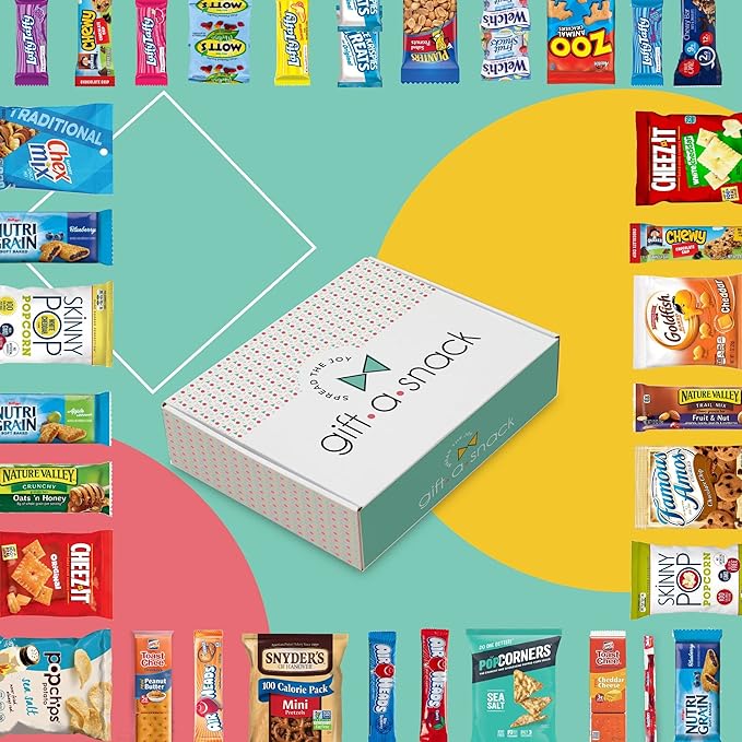 Gift A Snack - Halloween Trick or Treats Snack Box Variety Pack Care Package + Greeting Card (50 Count) Birthday Sweet Treats Gift Basket, Candies Chips Crackers Bars, Office Food Assortments
