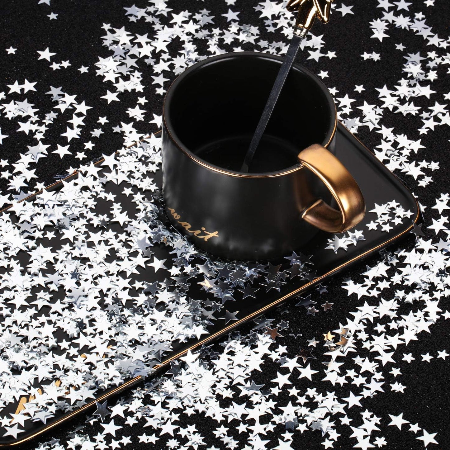 Hestya 60g Star Confetti Glitter Table Confetti Metallic Foil Stars for Christmas Party Wedding Festival Decorations(Silver,10mm and 6mm)