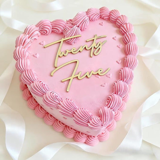 Gold Acrylic Twenty Five Cake Topper, Happy 25th Birthday Party Decorations, 25 Fabulous Cake Decoration, 25th Anniversary Party Supplies,
