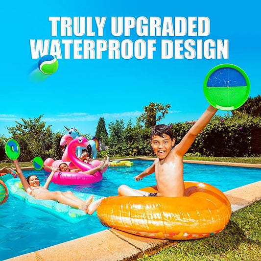 EVERICH TOY Upgraded Toss and Catch Ball Game Set, Kids Toy Stocking Stuffers for Boys Girls Ages 3-12, Includes 4 Paddles 4 Sticky Balls, Water-Resistant Indoor Outdoor Toy for Beach Pool Yard