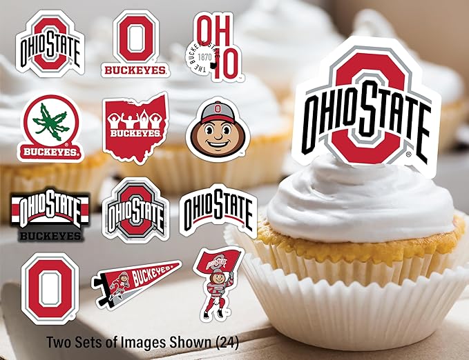 Ohio State Party Supplies for OSU Football, Birthday Gift, Graduation Party Banner and Cake Toppers (42 Pieces) (Ohio State Buckeyes)