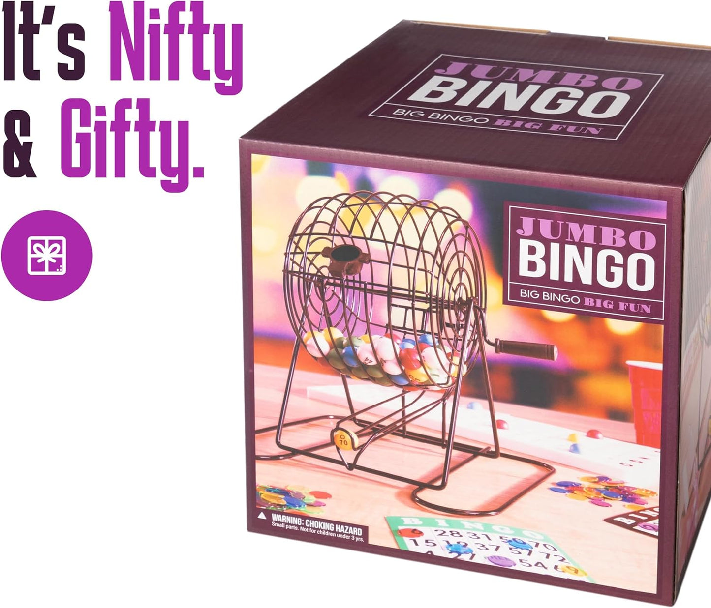 Royal Bingo Supplies Jumbo 12" Tall Bingo Game Set for Adults, Seniors, Family & Kids - 100 Cards 500 Chips 75 Balls, XL Roller Cage & Board
