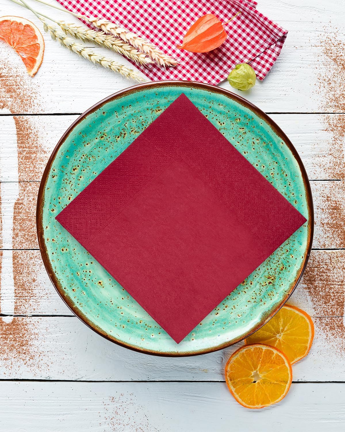 Rose Red Cocktail Napkins 5 * 5inch disposable Beverage Napkin paper for Cocktail, Wedding, Dinner,Birthday Party Dessert Wine Paper Napkins( 120 Count)