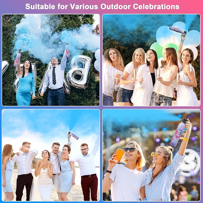 4 Pack Blue Gender Reveal Smoke Bombs, Fun Party Supplies for Baby Boy Shower Gender Reveal Spray Celebration, Decorations, Ideas