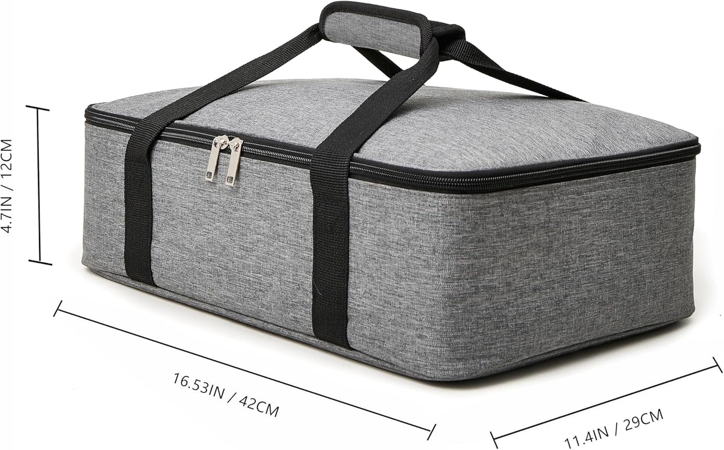 Insulated Casserole Carrier Fit 9"x13" Lasagna Baking Dish Pan for Hot or Cold Food Transport,Portable Reusable Lunch Warmer Tote Bag for Gathering,Camping/Office,Cookouts,Potluck Parties-Gray