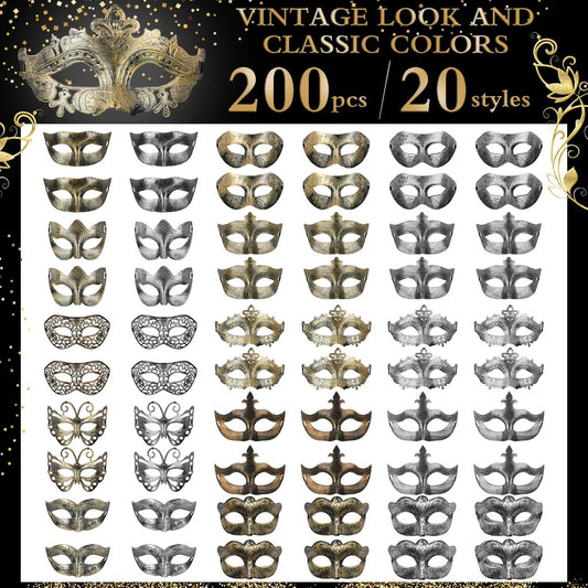 Lenwen Masquerade Mask Bulk Vintage Antique Mask for Women Men Adult Masquerade Eyemask for Party Cosplay