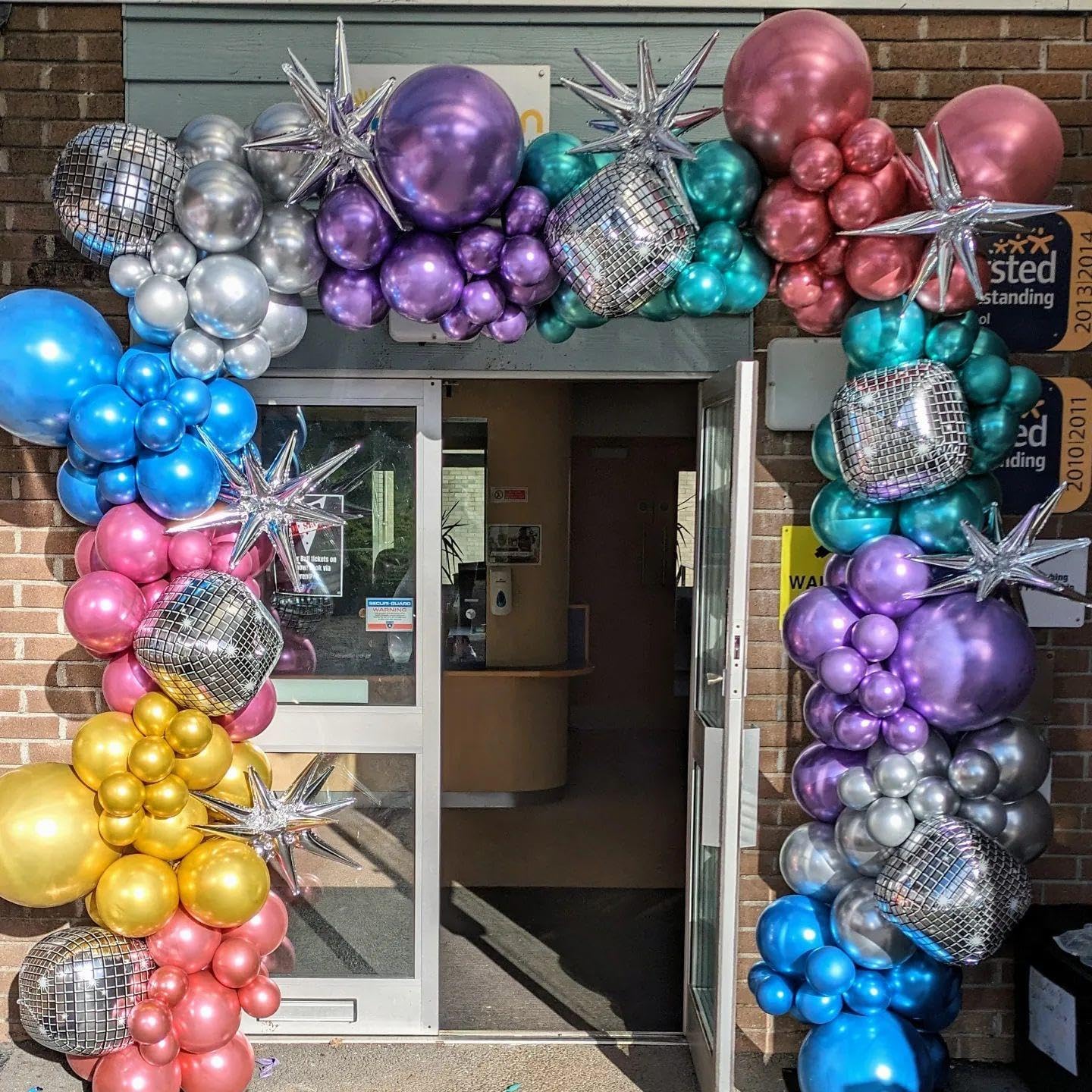 Disco Balloons Garland Arch Kit - 22 18 12 10 5 inch Metallic Purple Blue Hot Pink Green Silver Chrome Disco Balloon with for Birthday Sing Themed 70S 80S 90S Bachelorette Party Decorations
