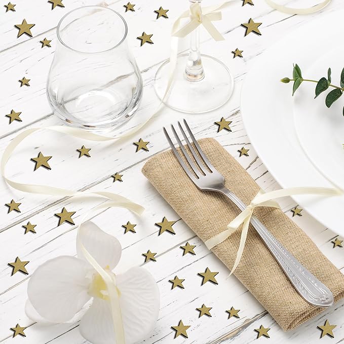 Confetti - Engraved Wood - Rustic Wooden Wedding Decor Party Table Scatter Decorations (Stars)