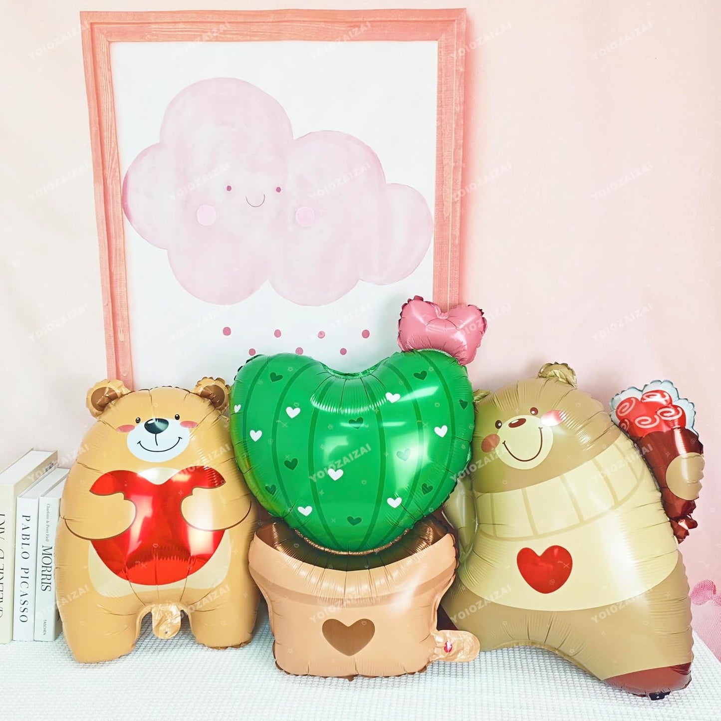 2PCS Cactus balloon Cute Love Cactus Plant Mylar Foil Balloon Large Tropical Balloon For Boys Girls Cactus Plant Birthday Theme Valentine'S Day Wedding Anniversary Party Decorations Suppiles