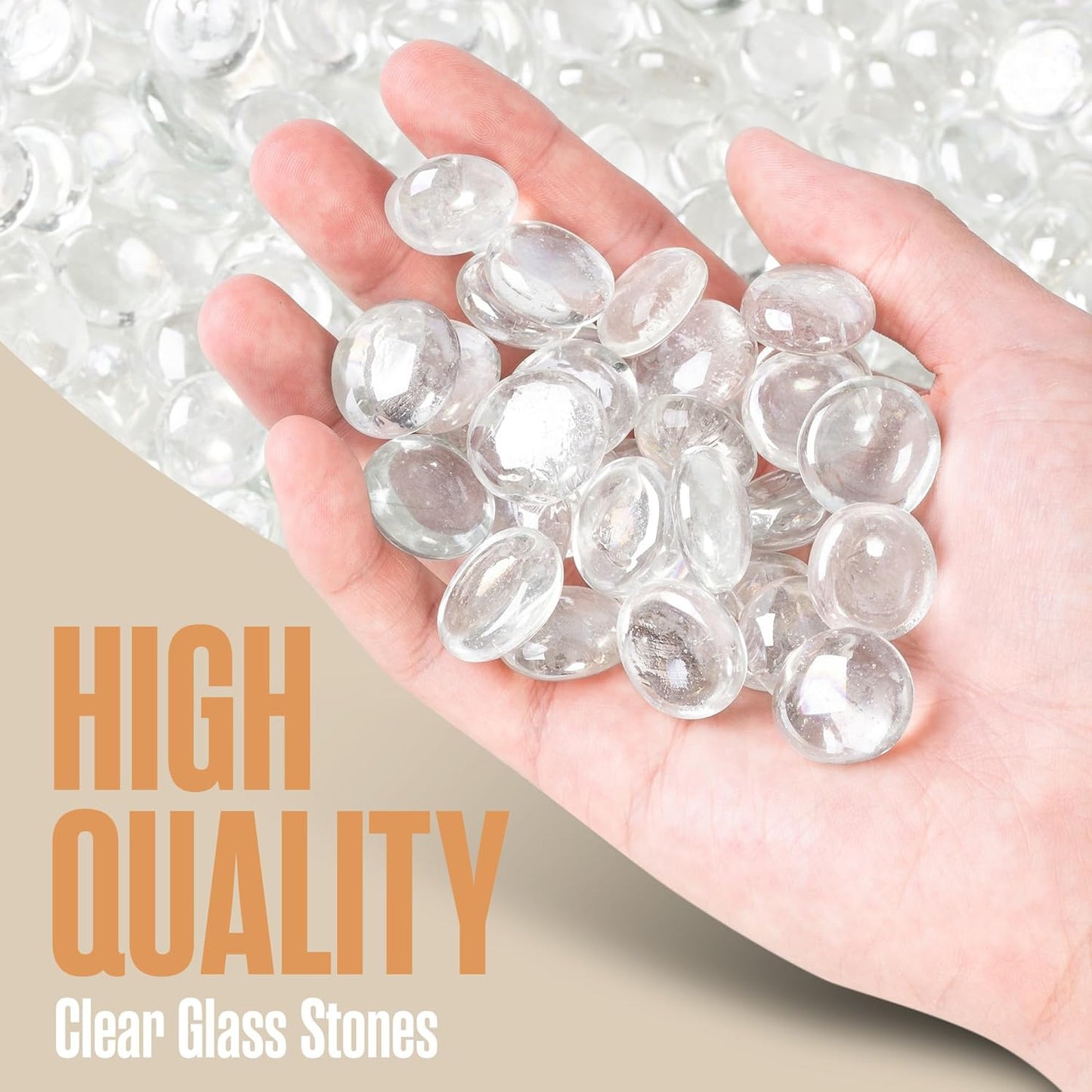 Houseables Glass Beads for Vases, Marbles for Vases, Glass Marbles, Vase Filler, Clear Beads, Flat Marble, Clear Gems, Crafts, Pebbles, Stones, Decorative Rocks, Plants, Florist, Floral, 10 LB, 1000PC
