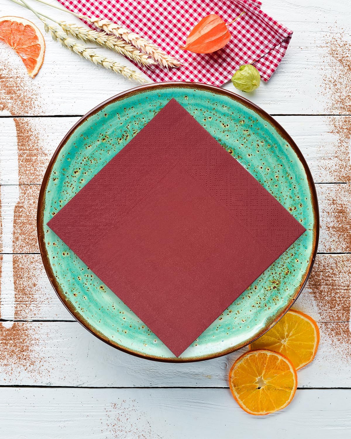 Burgundy Cocktail Napkins 5 * 5inch disposable Beverage Napkin paper for Cocktail, Wedding, Dinner,Birthday Party Dessert Wine Paper Napkins( 120 Count)