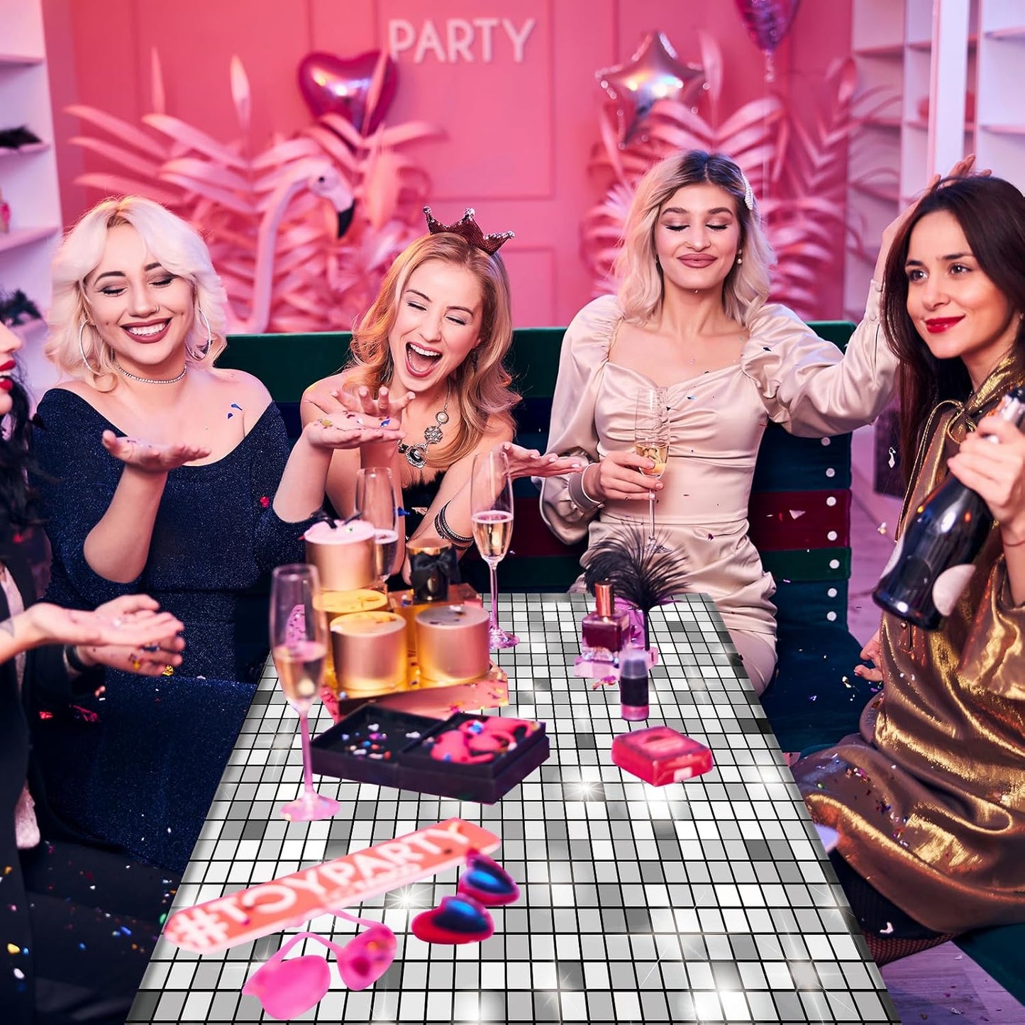4 Pack Disco Cowgirl Tablecloth Party Decorations, Pink Cow Print Disposable Table Cover, Rectangle Table Cloth for Pink Cowgirl Birthday Disco Bachelorette Party Supplies Decorations, 54 x 108 Inch