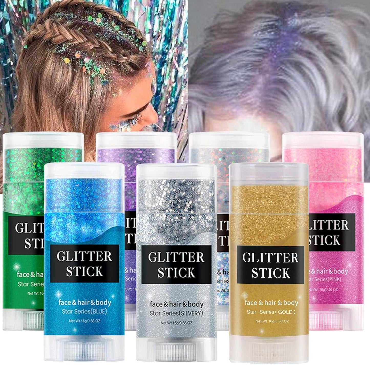 MEICOLY Silver Body Glitter Stick,Waterproof Halloween Face Glitter Gel,Chunky Glitter Face Paint,Mermaid Sequin Hair Glitter Makeup,Sparkle Body Glitter for Women and Kid,Festival Accessories Glitter