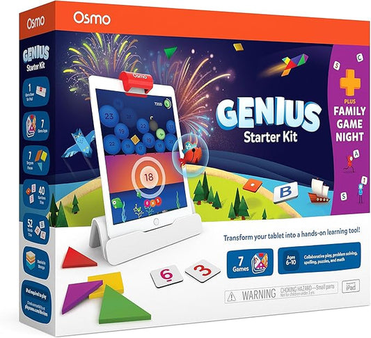 Osmo Genius Starter Kit - 7 Educational iPad Games for Spelling & Math, Ages 6-10