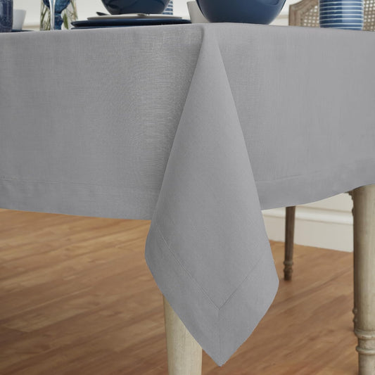 Solino Home Linen Soft Grey Tablecloth 54 x 72 Inch - 100% Pure Linen Rectangular Tablecloth - Machine Washable Table Cloth for Fall, Autumn, Thanksgiving, Christmas - Fete