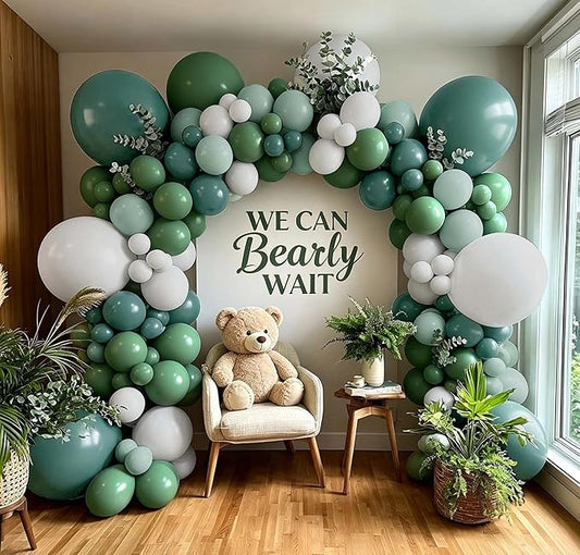 Dusty Blue Green Balloon Arch Kit Double Stuffed Sage Dusty Green White Matte Balloon Garland Slate Blue Teal Latex Balloons for Baby Shower Birthday Neutral Bridal Wedding Gender Reveal Party Decor