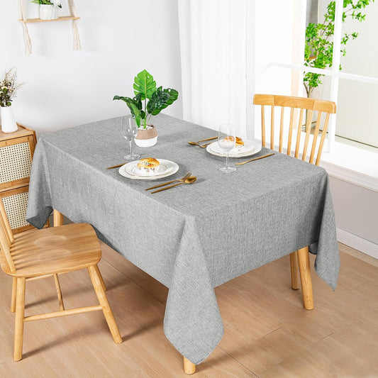 Hiasan 2 Pack Faux Linen Rectangle Tablecloth - Wrinkle and Stain Resistant Washable Table Cloth for Kitchen Dining Room Holiday Table Cover for Party Dinner, Light Grey, 54 x 108 Inch