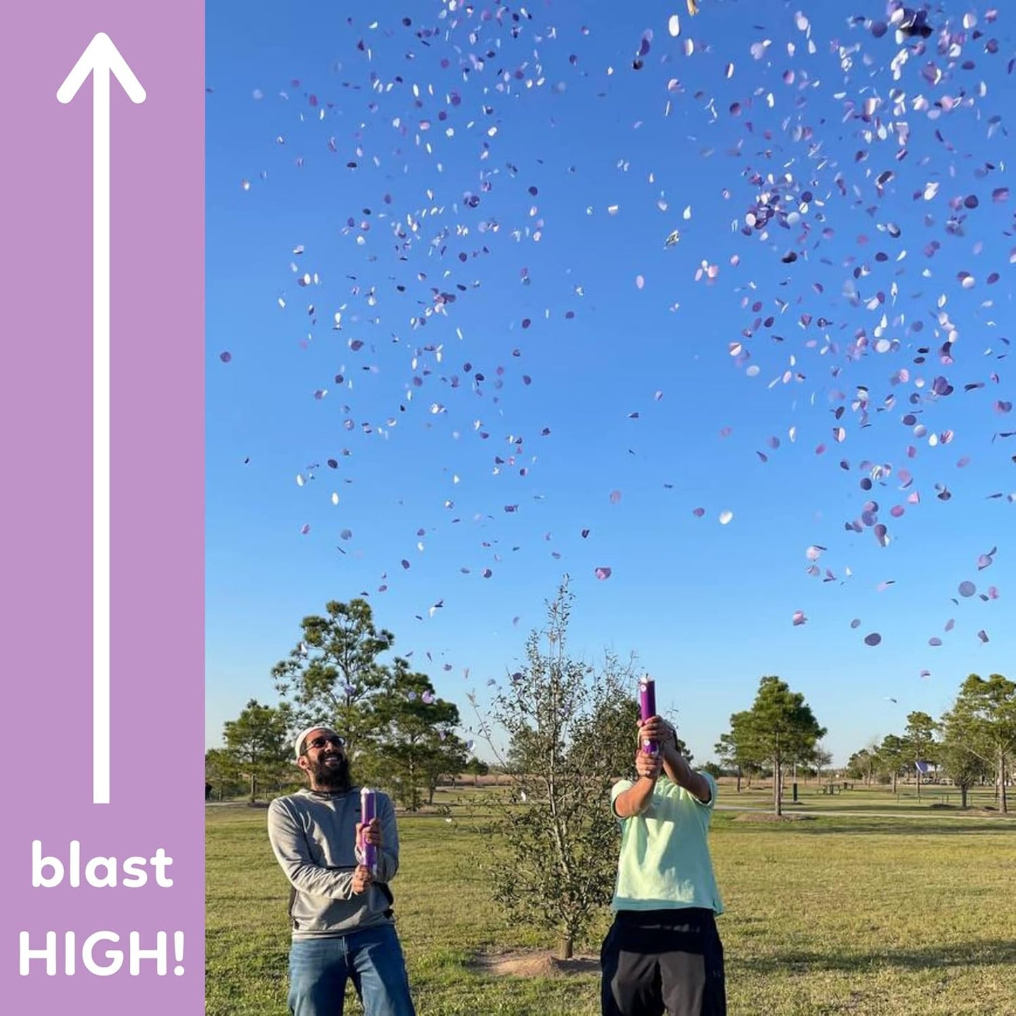 2 Pack Confetti Cannon Confetti Poppers | Biodegradable Purple Confetti | TUR Party Supplies | Launches Up to 25ft | Giant (12 in) | Party Poppers for Graduation, Birthdays, Weddings, and Memorial Day