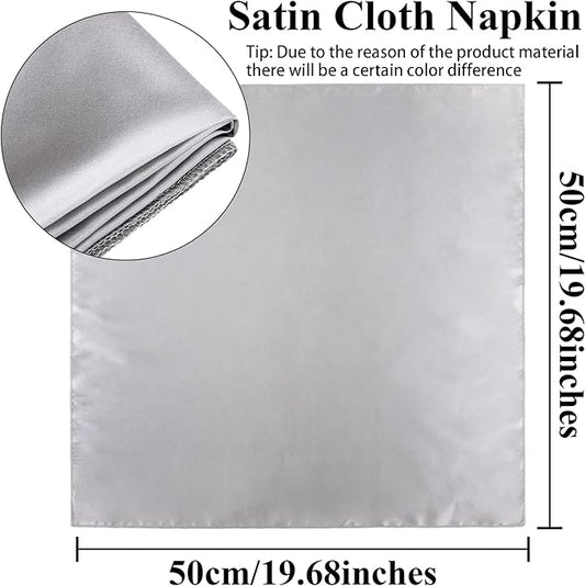 Aneco 12 Pieces Satin Napkin Square 20 x 20 Inches Dinner Napkins Weddings Party Napkin Soft Table Napkins for Romantic Weddings Party Dinner Decoration (Grey)