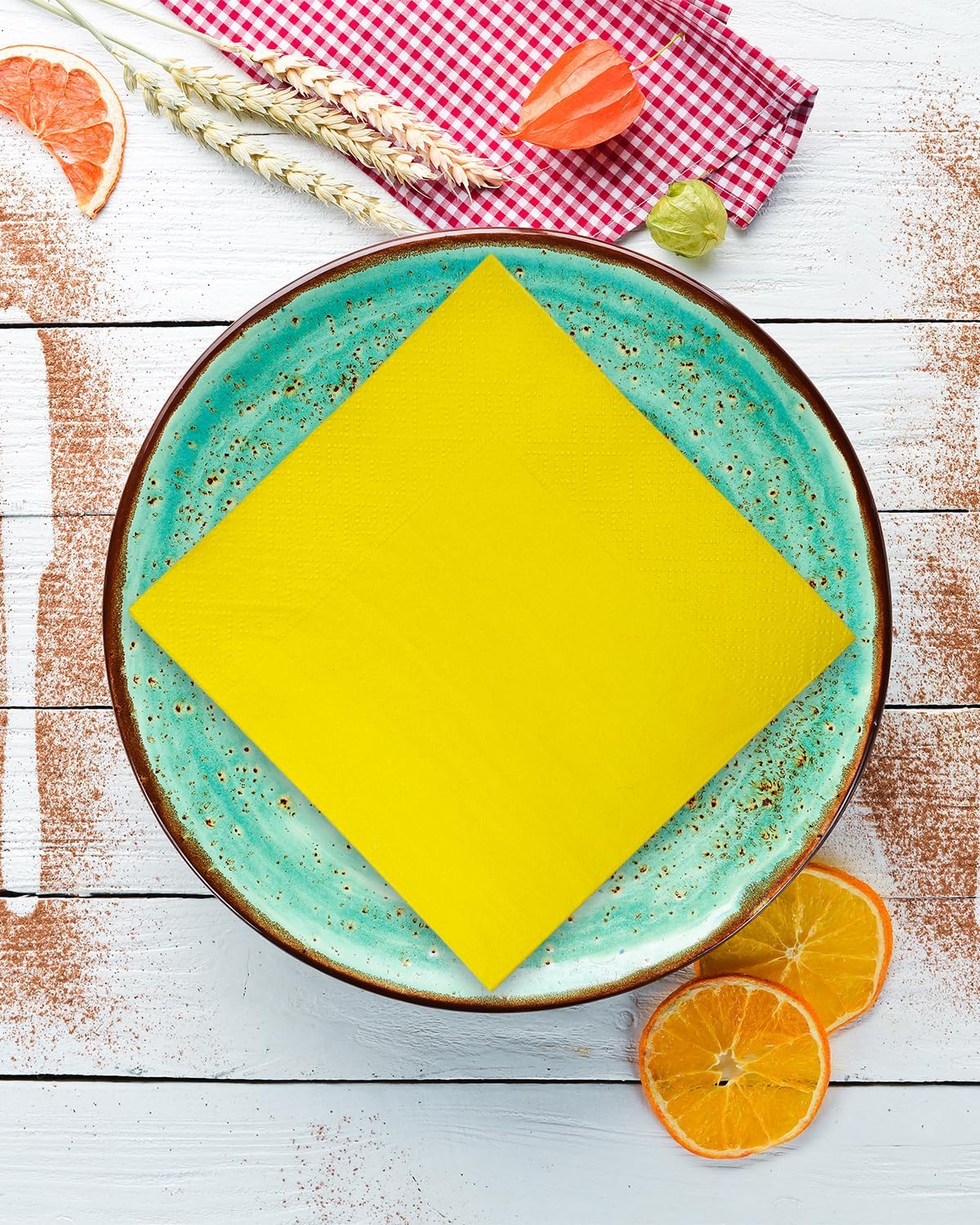 Yellow Cocktail Napkins 5 * 5inch disposable Beverage Napkin paper for Cocktail, Wedding, Dinner,Birthday Party Dessert Wine Paper Napkins( 120 Count)